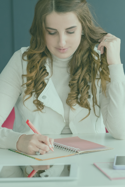 Woman writing concepts for an article