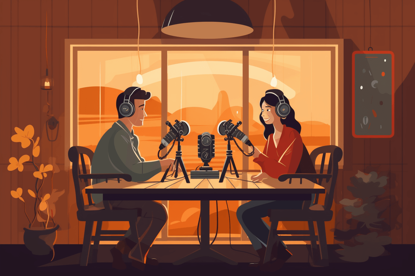 Duo Doing a Podcast in Canada
