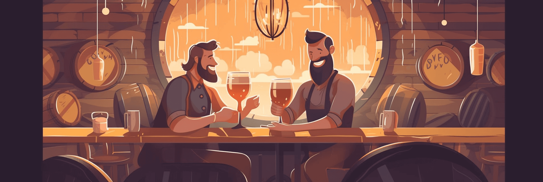 Two Men Sitting Around Drinking Craft Beer and Talking About Marketing