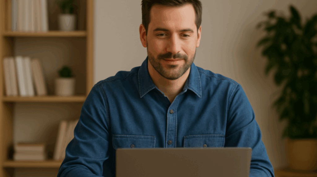 contractor looking using AI chatbots on laptop