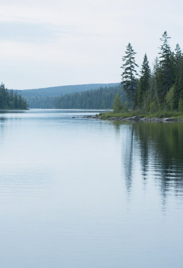 serene lake forest reflection